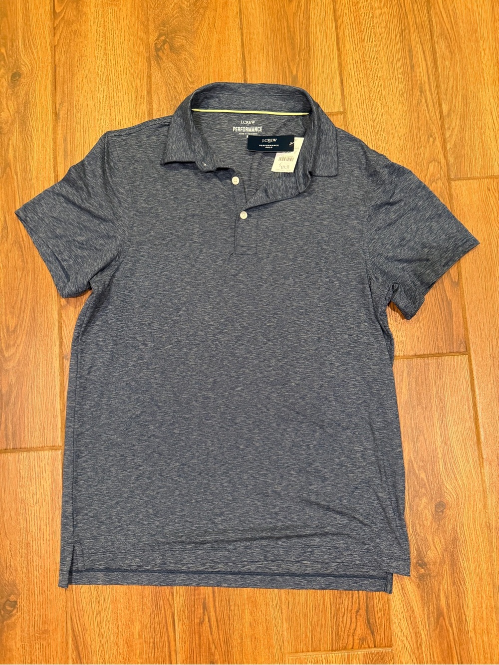 J. Crew Men's Heathered Dark Blue Performance Polo / medium